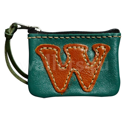 Leather Wallets, Zip Coin Pouch, (W)Green - LCP 0009
